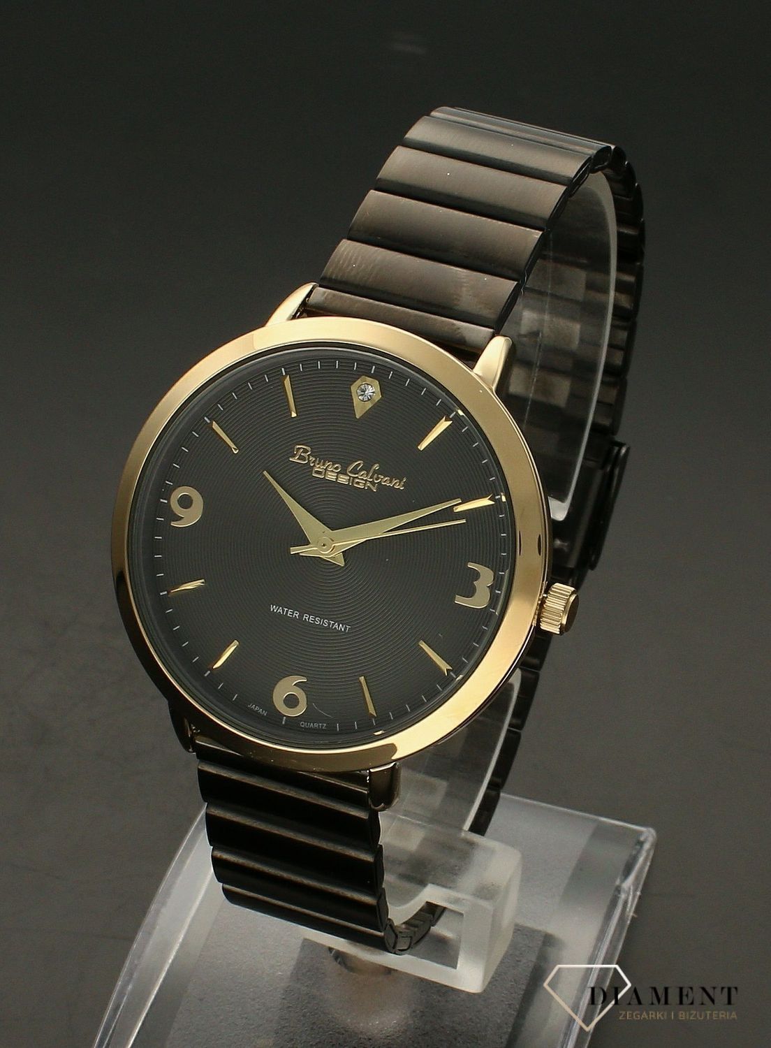 Zegarek damski czarna bransoleta Bruno Calvani BC3354 GOLD BLACK.jpg